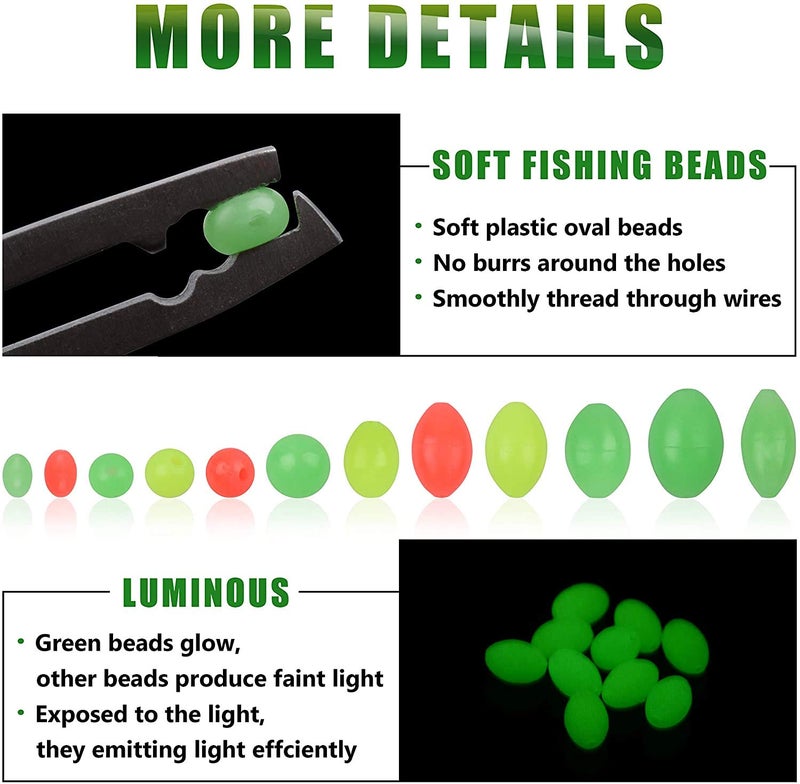 OROOTL Fishing Beads Saltwater Freshwater, 1000pcs Glow Fish Beads Soft Rubber Fishing Line Bead Oval Round Luminous Bait Eggs for Rigs Steelhead Trout Bass Salmon Lure Making - Image 4